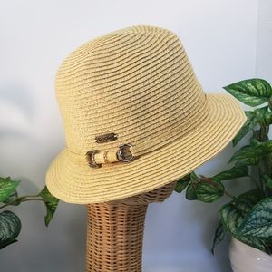 Sun & Sand Natural Straw w/ Bambo & Silver Horsebit - Packable Coastal Beach